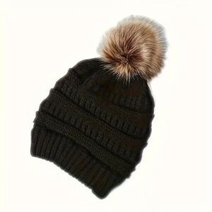 New Women's Solid Color Beanie with Pom for This Winter.